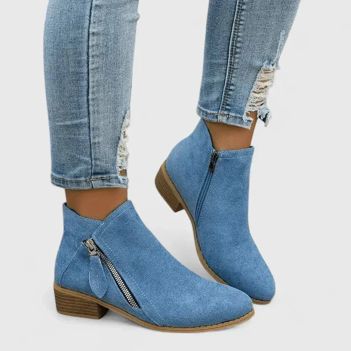 Faux Leather Heel Bootie for Women
