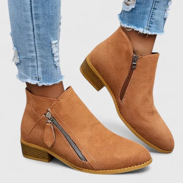 Faux Leather Heel Bootie for Women