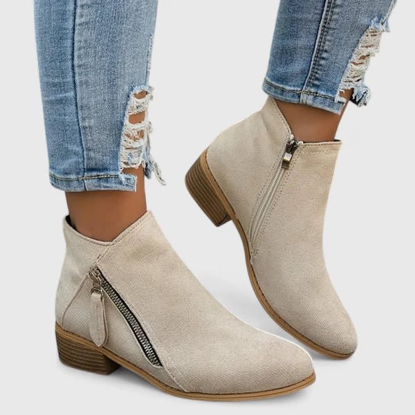 Faux Leather Heel Bootie for Women