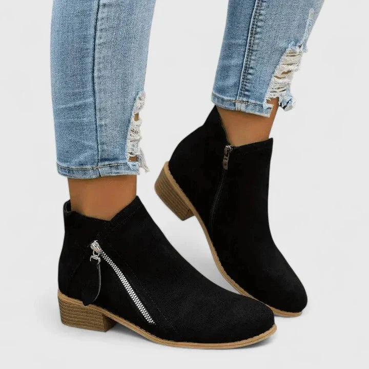 Faux Leather Heel Bootie for Women