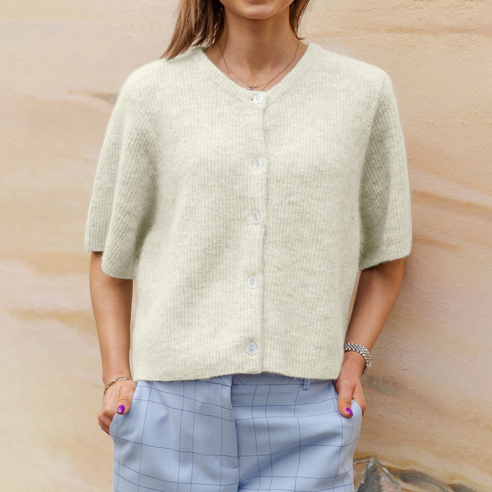 Cardigan court à manches courtes pour femmes - Emilia Lane