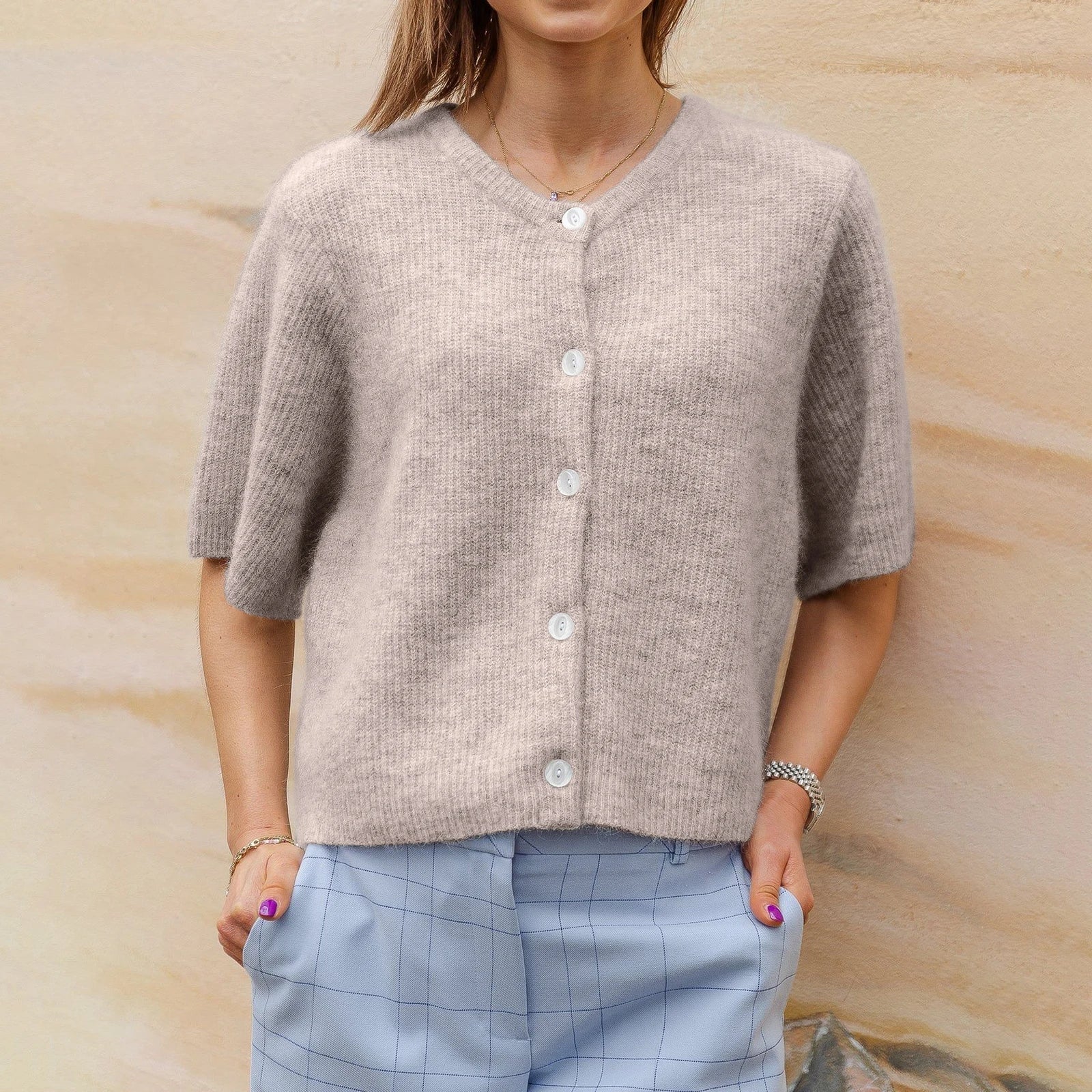 Cardigan court à manches courtes pour femmes - Emilia Lane