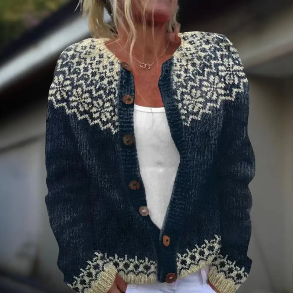 Cardigan en laine et coton à imprimé pour femmes - Emilia Lane