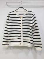 Cardigan Tricoté à Rayures Style Tweed pour Femme - Emilia Lane