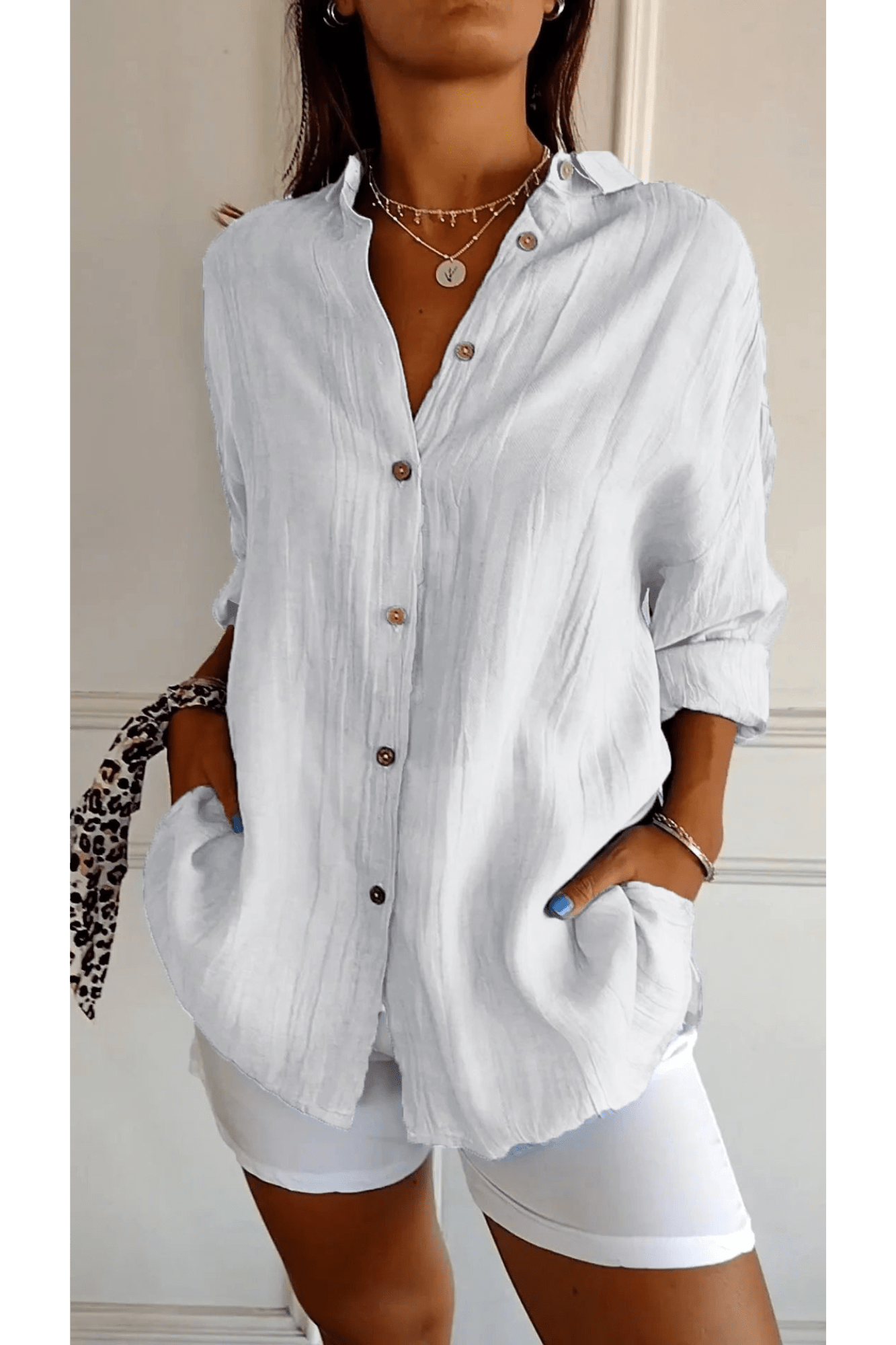 Chemise Longue à Col Revers pour Femme - Emilia Lane