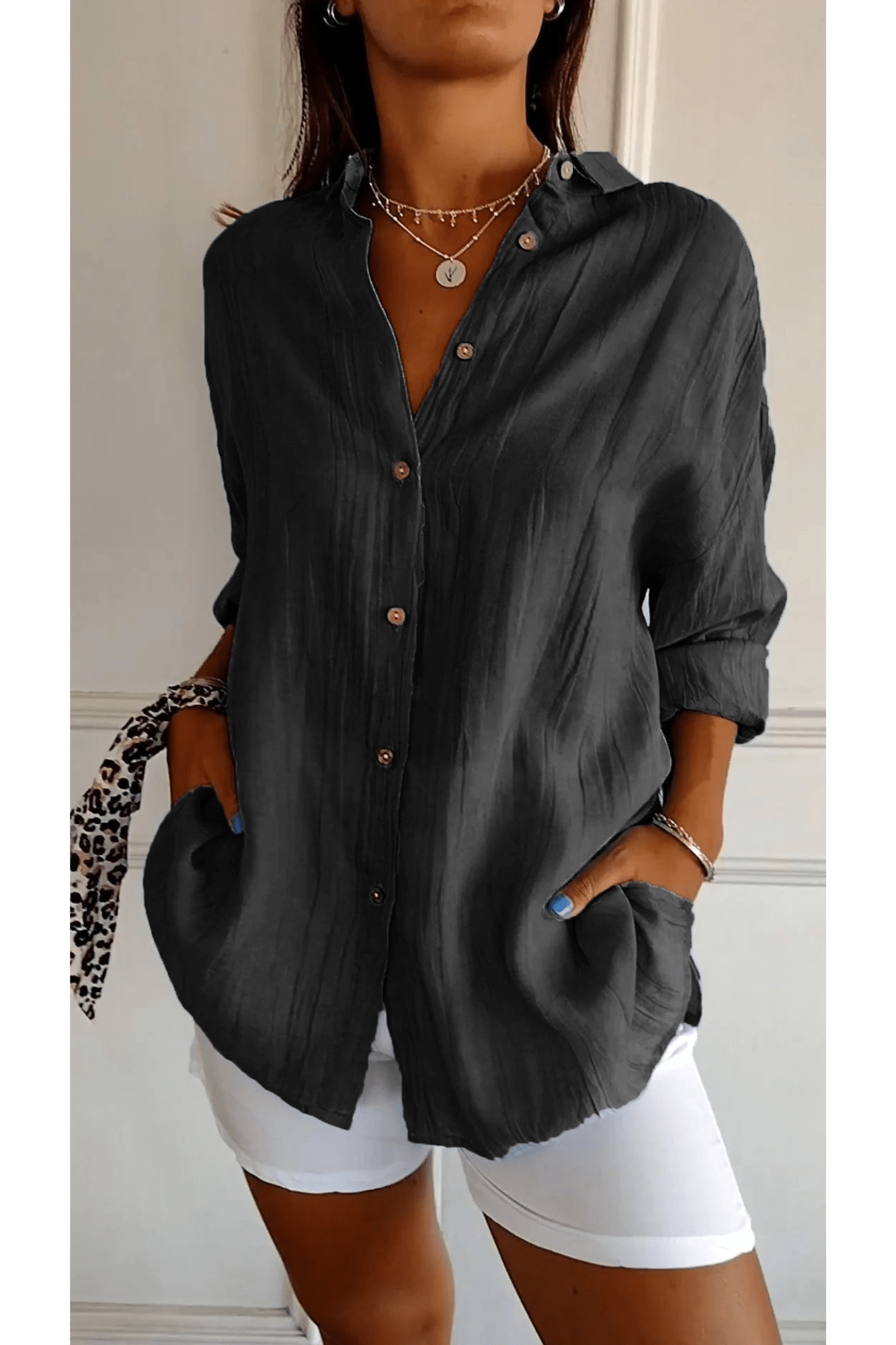 Chemise Longue à Col Revers pour Femme - Emilia Lane