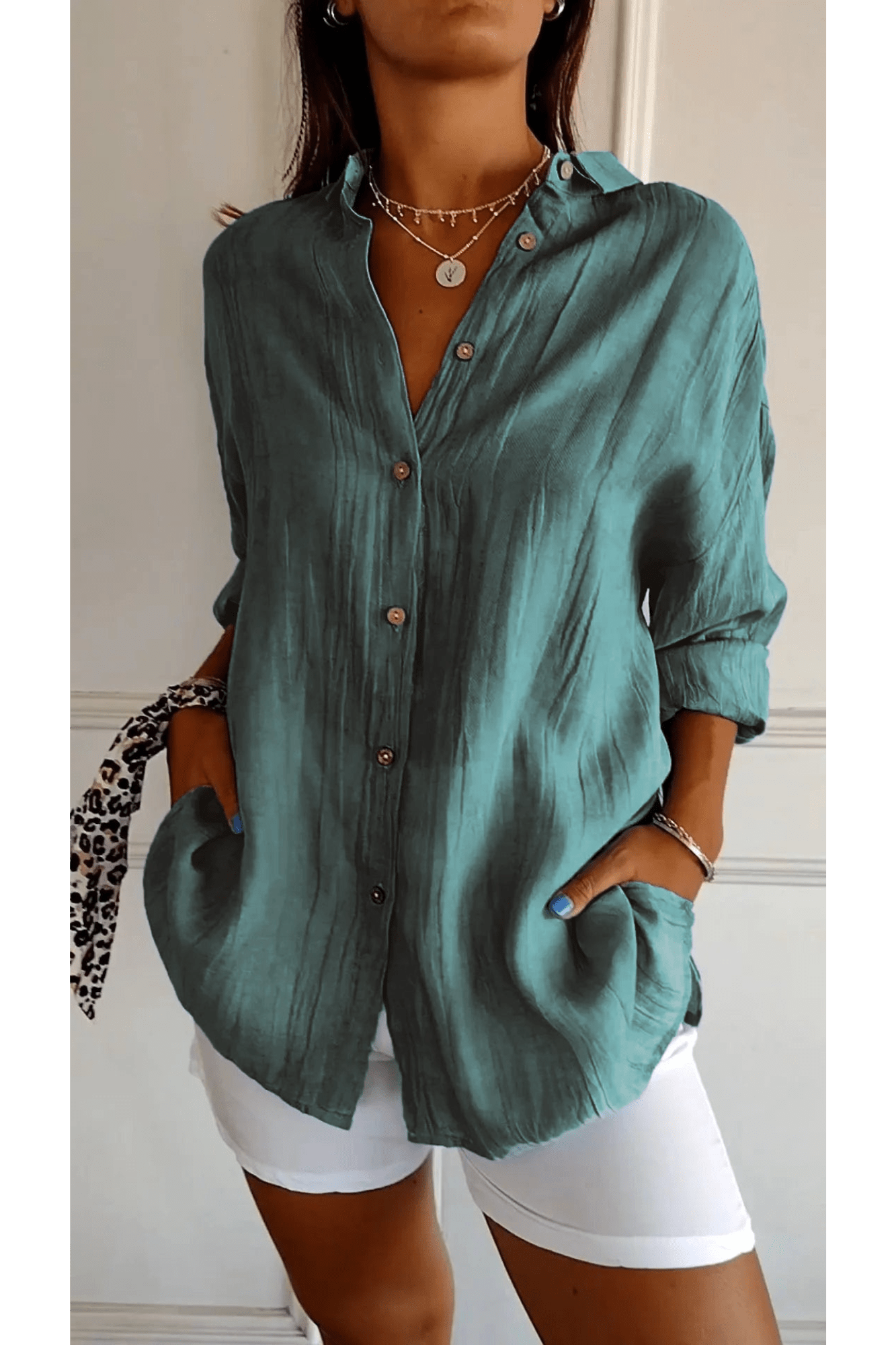 Chemise Longue à Col Revers pour Femme - Emilia Lane