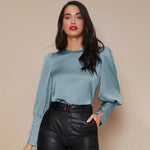 Chemise Satin à Manches Longues pour Femme - Emilia Lane