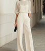 Three-Piece Set with Sheer Blouse and Wide-Leg Pants for Women | Ideal for Banquets