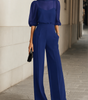 Three-Piece Set with Sheer Blouse and Wide-Leg Pants for Women | Ideal for Banquets