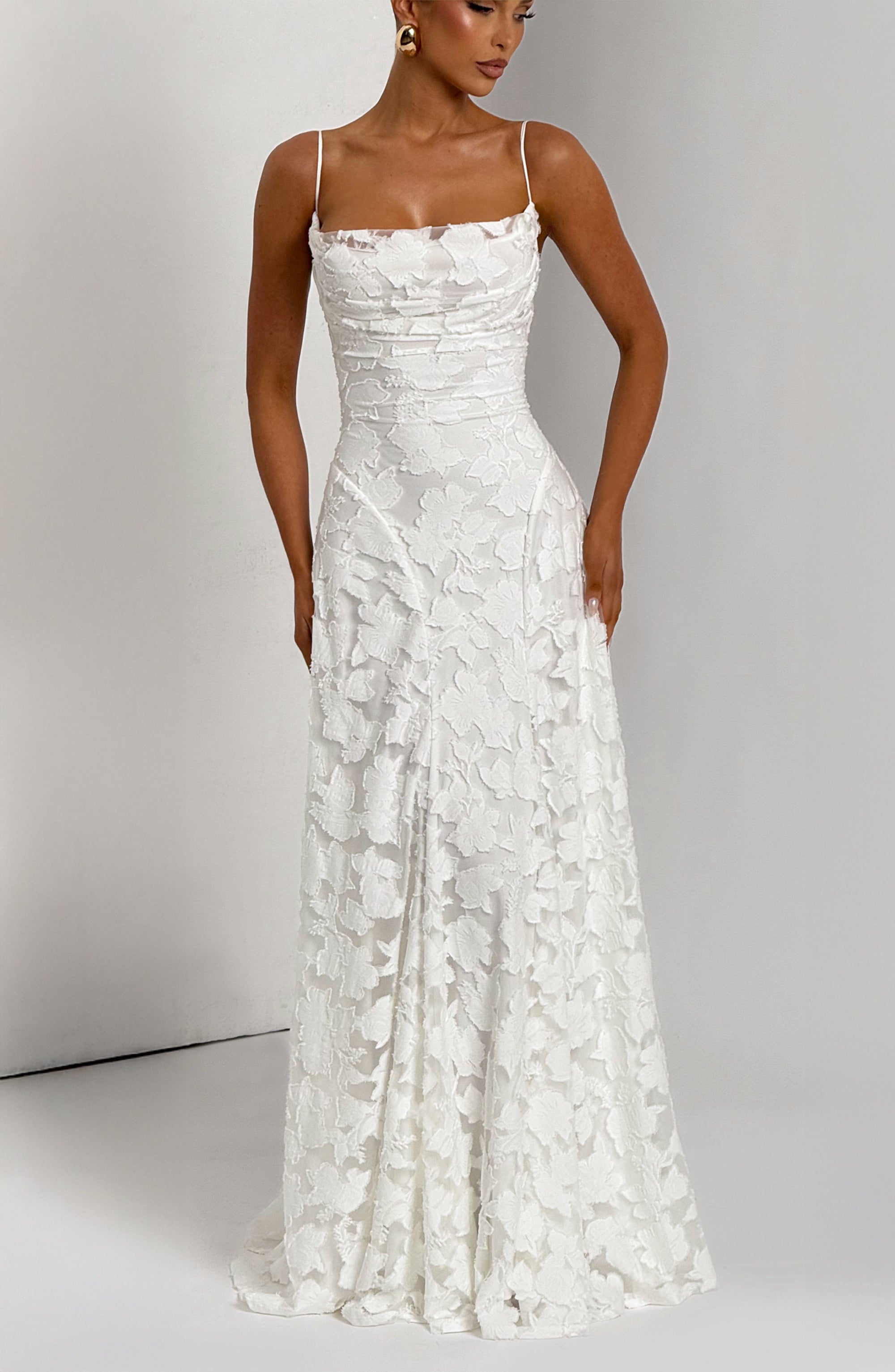 Draped Long Floral Pattern Dress with Straps for Women | Perfect for Outings