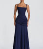 Long Dress with Square Neckline and Side Draping for Women | Perfect for Summer