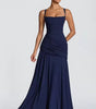 Long Dress with Square Neckline and Side Draping for Women | Perfect for Summer
