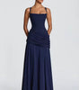 Long Dress with Square Neckline and Side Draping for Women | Perfect for Summer