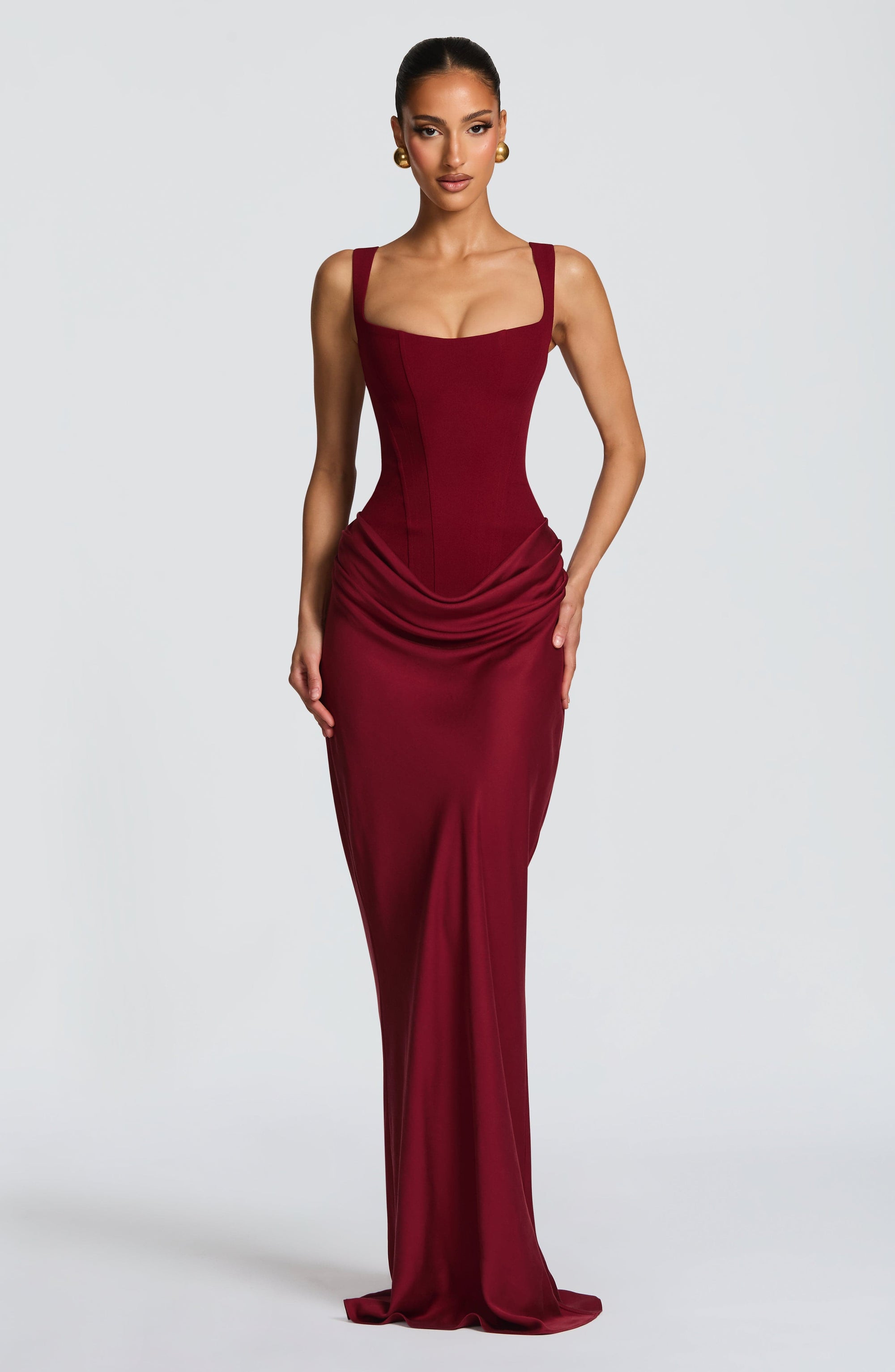 Long Dress with Wide Straps and Corset Detail for Women | Perfect for Going Out