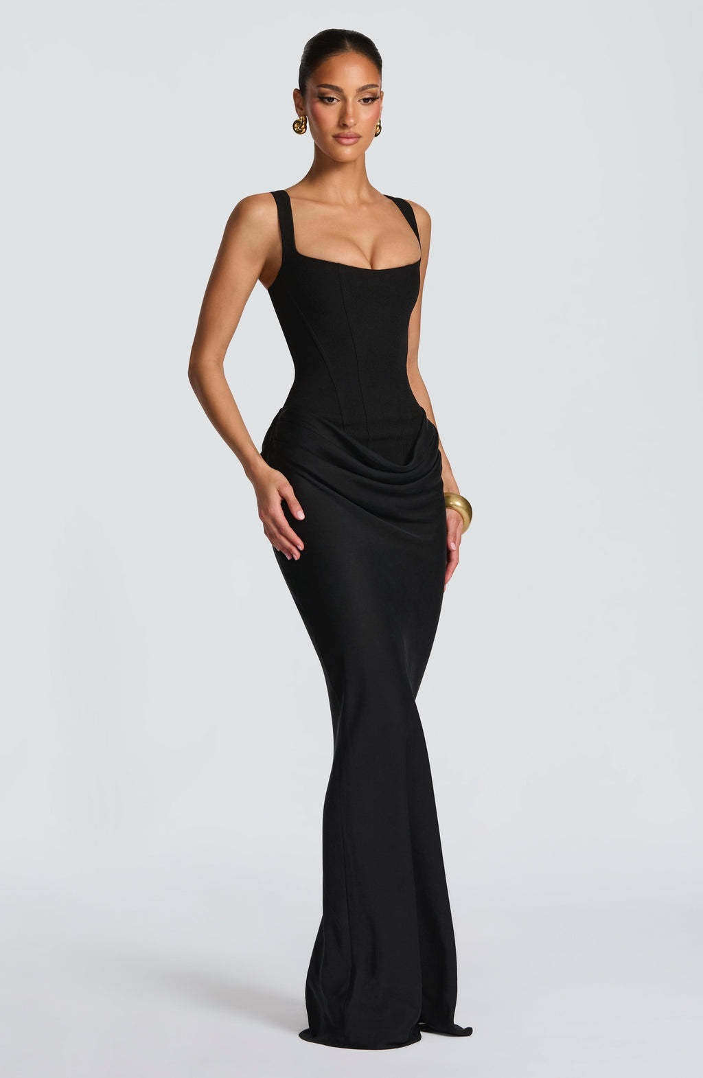 Long Dress with Wide Straps and Corset Detail for Women | Perfect for Going Out