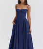 Fitted and Pleated Midi Dress with Straps for Women | Perfect for Going Out
