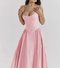 Fitted and Pleated Midi Dress with Straps for Women | Perfect for Going Out