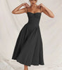 Fitted and Pleated Midi Dress with Straps for Women | Perfect for Going Out