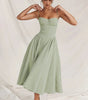 Fitted and Pleated Midi Dress with Straps for Women | Perfect for Going Out