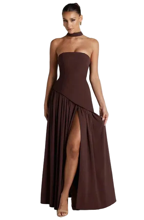 Asymmetrical Long Strapless Dress for Women | Perfect for Going Out