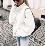 Oversized cotton turtleneck sweater in chunky knit