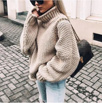 Oversized cotton turtleneck sweater in chunky knit