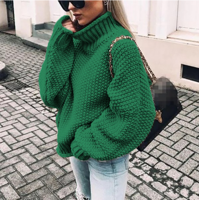 Oversized cotton turtleneck sweater in chunky knit