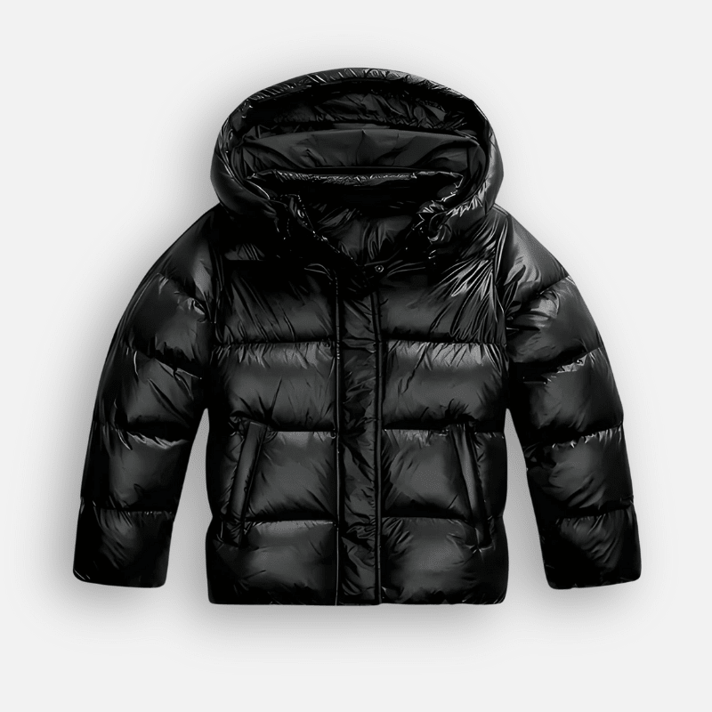Shiny Quilted Oversized Puffer Jacket with Hood for Women