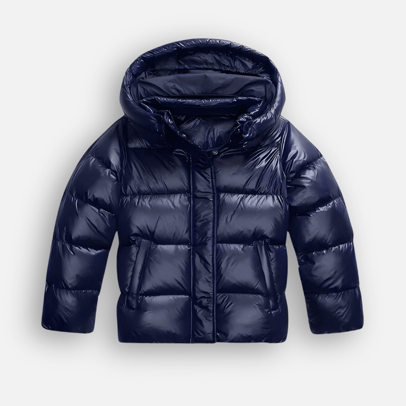 Shiny Quilted Oversized Puffer Jacket with Hood for Women