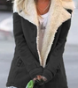 Women's Straight Military Style Jacket with Wide Faux Fur Collar