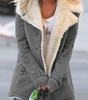 Women's Straight Military Style Jacket with Wide Faux Fur Collar