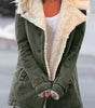 Women's Straight Military Style Jacket with Wide Faux Fur Collar