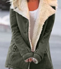 Women's Straight Military Style Jacket with Wide Faux Fur Collar