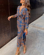 Draped Long Dress with Knot for Women | Ideal for Outings