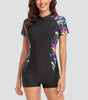 Short-Sleeve One-Piece Swimsuit with Zipper for Women | Perfect for Summer