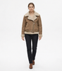 Women's Loose-Fit Suede Aviator Jacket with Belt