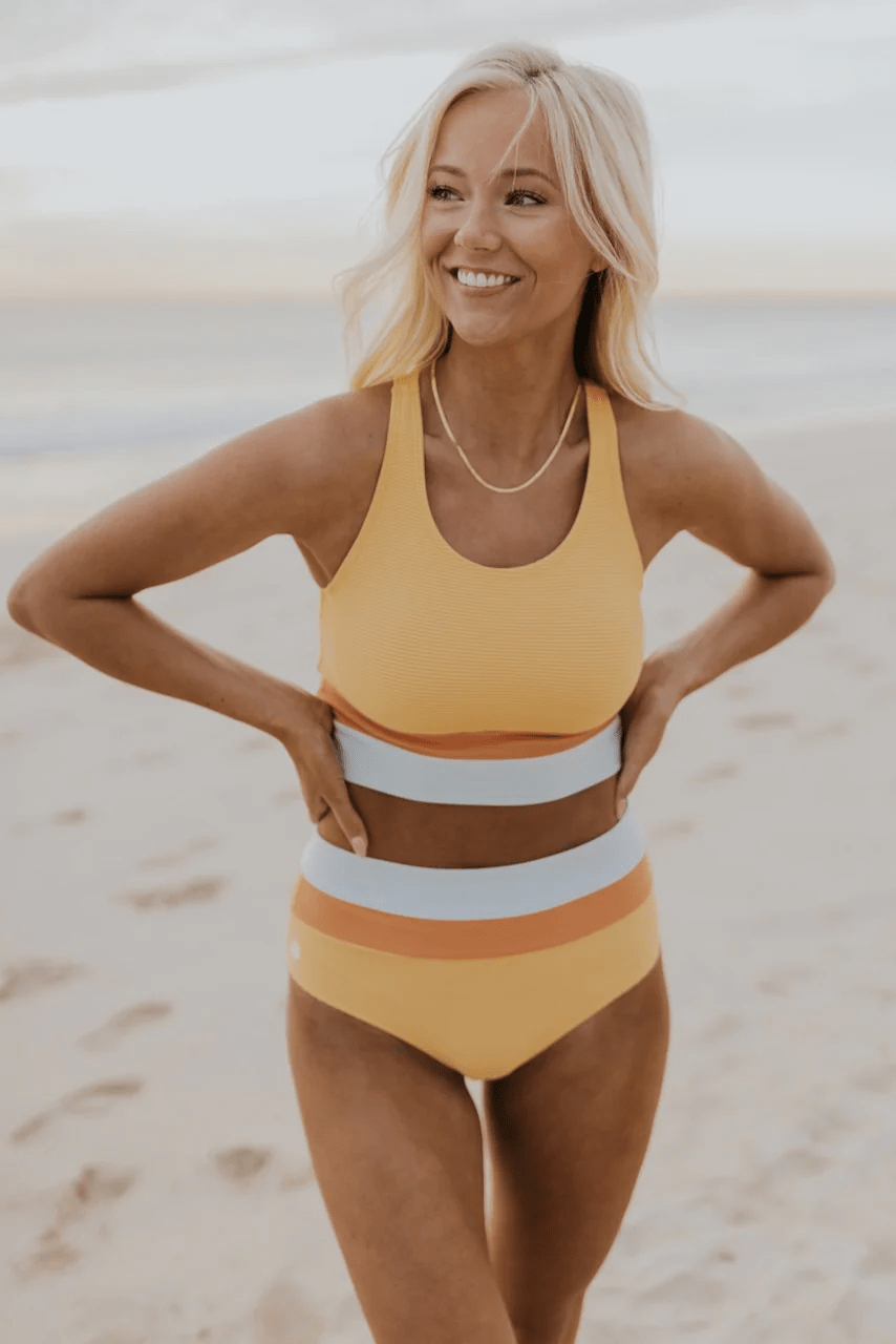Ensemble Bikini Taille Haute à Coupe Colorblock pour Femmes - Emilia Lane