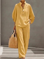 Flowy Batwing Sleeve Set with High-Waisted Pants for Women | Ideal for Summer