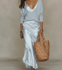 Ensemble Robe Midi Satinée et Pull en Laine pour Femme | Idéal pour le Quotidien - Emilia Lane