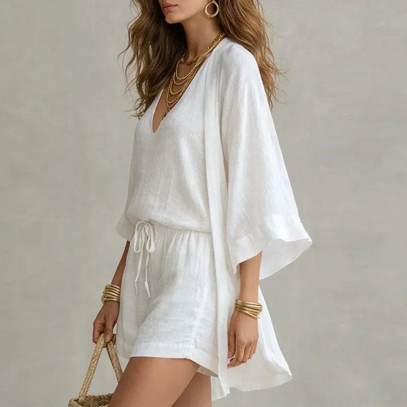 Ensemble Tricoté 3 Pièces Col V pour Femme | Idéale pour l'Été - Emilia Lane