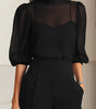 Ensemble Trois Pièces avec Blouse Transparente et Pantalon Large pour Femme | Idéal pour les Banquets - Emilia Lane