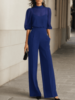 Ensemble Trois Pièces avec Blouse Transparente et Pantalon Large pour Femme | Idéal pour les Banquets - Emilia Lane