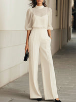 Ensemble Trois Pièces avec Blouse Transparente et Pantalon Large pour Femme | Idéal pour les Banquets - Emilia Lane