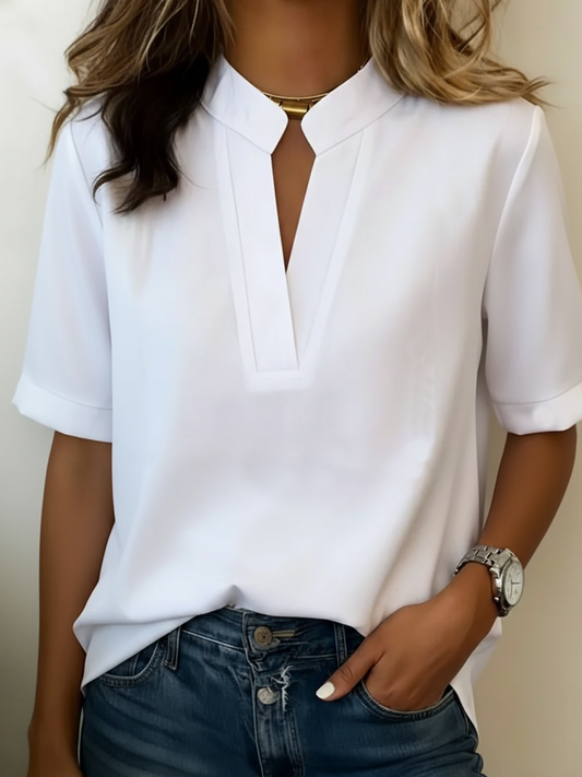 V-Neck Blouse with Refined Detail for Women