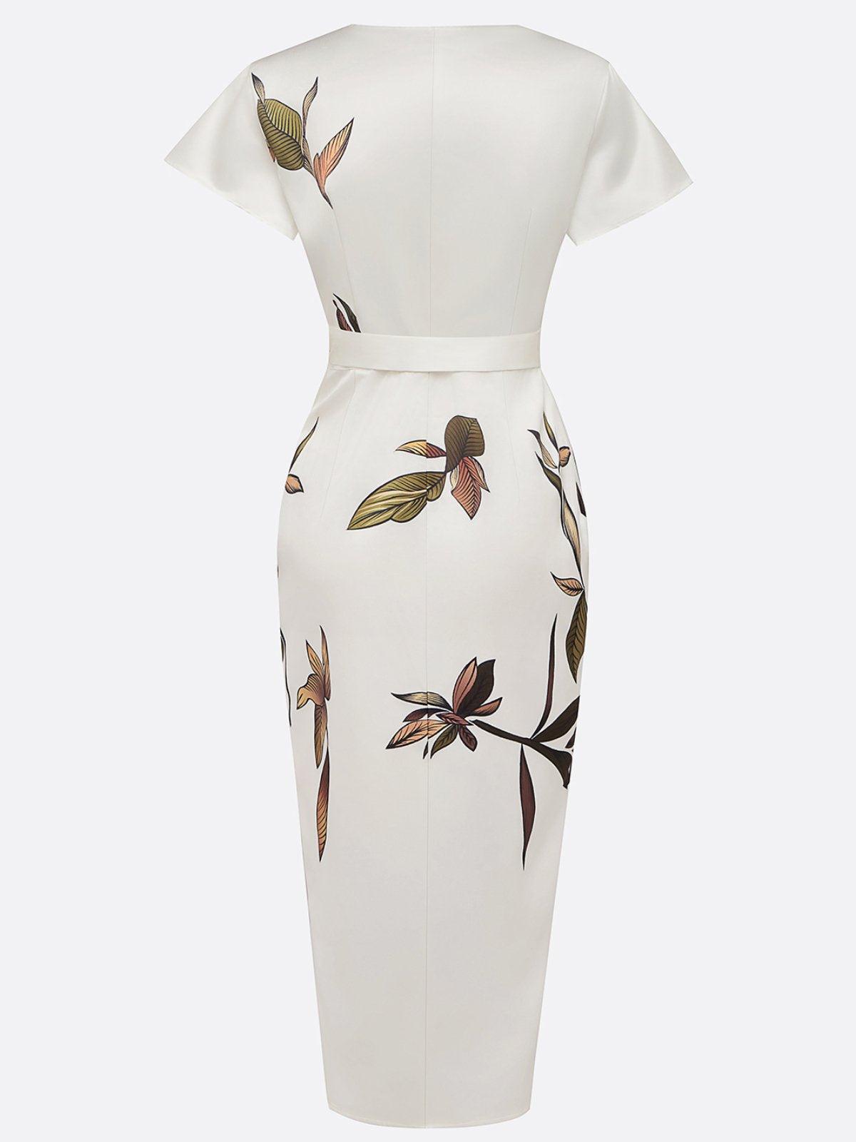Belted Printed Midi Dress for Women