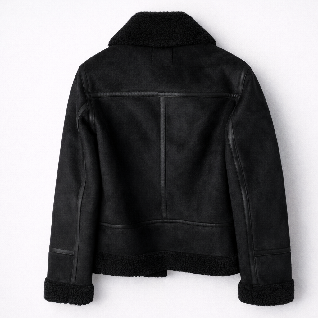 Women's Loose-Fit Suede Aviator Jacket with Belt