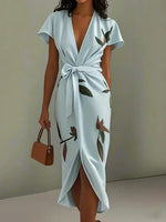 Belted Printed Midi Dress for Women