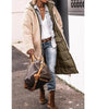 Long Hooded Down Jacket with Sherpa Lining for Women