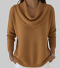 Loose Knit Red Sweater with Cowl Neck and Long Sleeves  